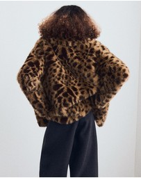 M.N.G - Fur-Effect Leopard-Print Coat