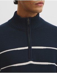 Country Road - Australian Good Earth Cotton Half Zip Stripe Knit
