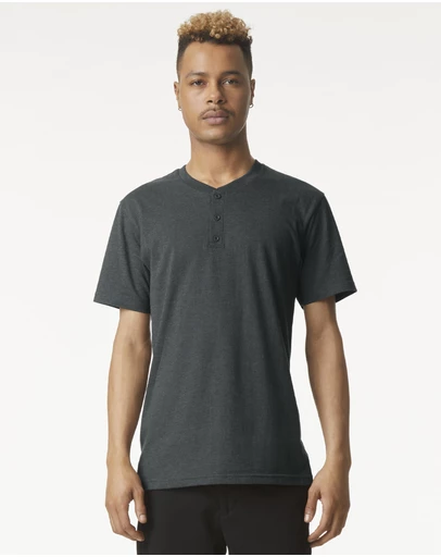 American Apparel - Unisex Henley Short Sleeve CVC T-Shirt