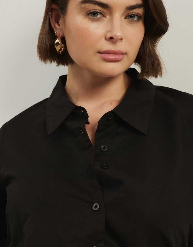 Atmos&Here Curvy - Remi Linen Blend Mini Shirt Dress