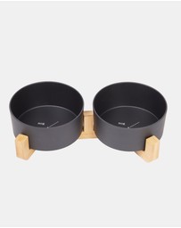 Mog & Bone - Double Bamboo Dog Bowl Black