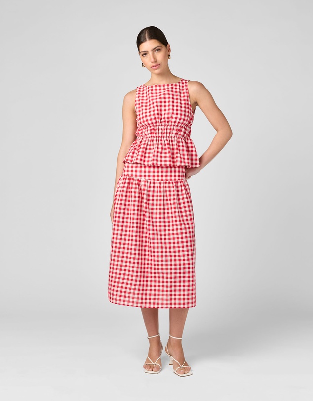 MVN - Gingham Cinched Top