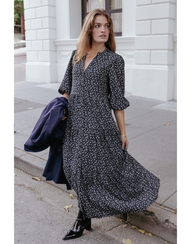 Petal & Pup - Dixon Maxi Dress - Black Ditsy Floral