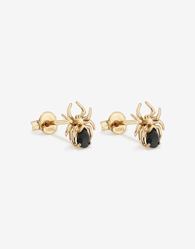Michael Hill - Spider Stud Earrings with Black Cubic Zirconia in 18kt Yellow Gold Vermeil