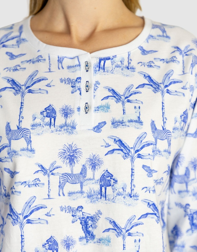 Sant And Abel - Women's Skydog Toile Blue Jersey Long PJ Set