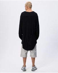 Surrounded By Ghosts - The Diaspore Relaxed Rib Knit Long Sleeve Tail T-Shirt