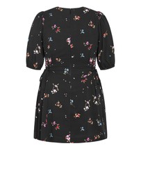 City Chic - Plus size Briella Bouquet Print Mini Dress - black