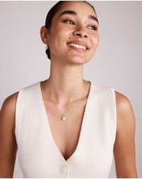 Michael Hill - Cultured Freshwater Pearl Drop Huggie Hoop Earrings and Pendant Necklace Set in Sterling Silver