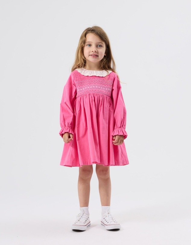 Goldie + Ace - Daphne Long Sleeve Corduroy Smocked Dress - ICONIC EXCLUSIVE - Babies-Kids