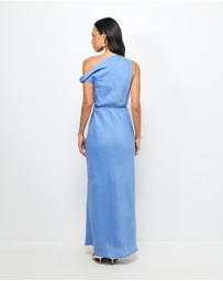 AERE - Fia Linen Draped Off Shoulder Maxi Dress