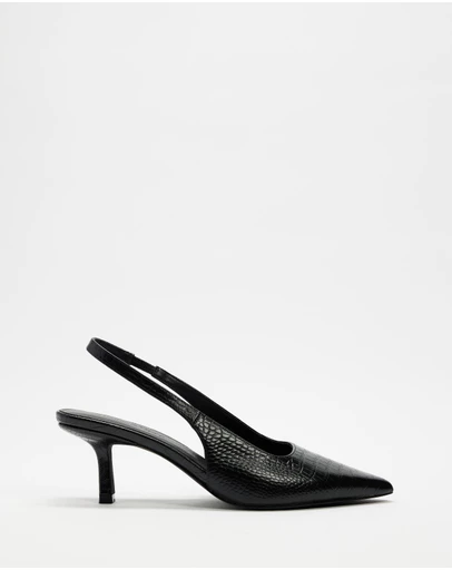 Atmos&Here - Zaria Textured Leather Sling Back Heels