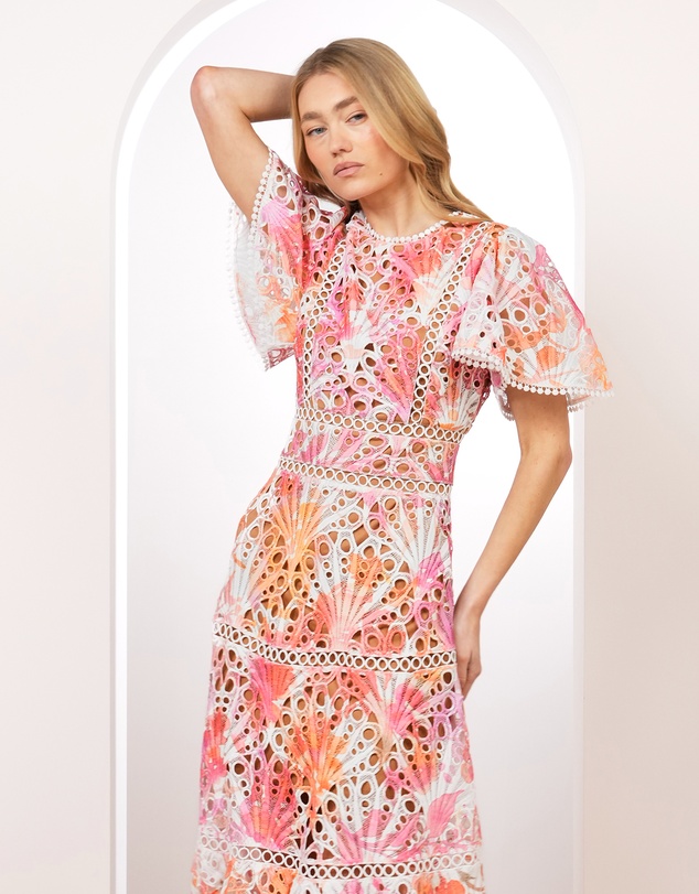 Pilgrim - Ava Printed Lace Midi Dress