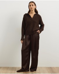 Atmos&Here - Faye Cable Knit Pullover With Collar