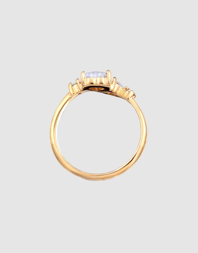 Elli Jewelry - Ring Crystal Heart 925 Sterling Silver Gold-Plated