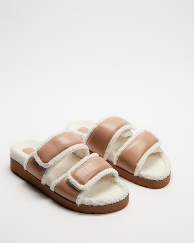 Shearling Lined Adjustable Slides - Women's