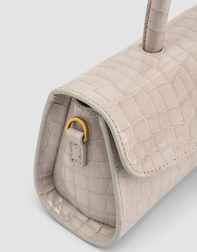 By Far - Mini Longa Croco Embossed Leather Bag