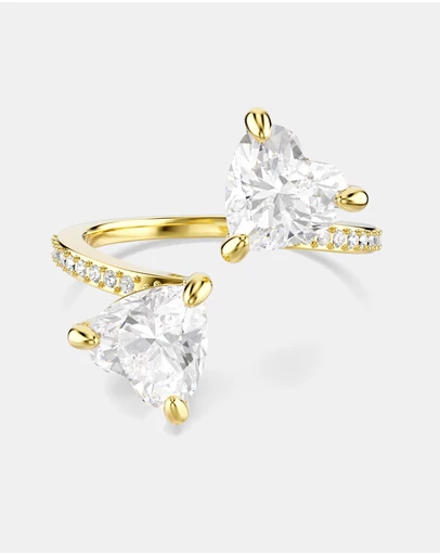 Swarovski - Mesmera Open Ring, Heart Cut, Pavé, White, 18K Gold Finish