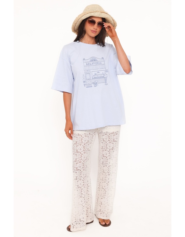 Petal & Pup - Carmen Graphic Tee - Baby Blue