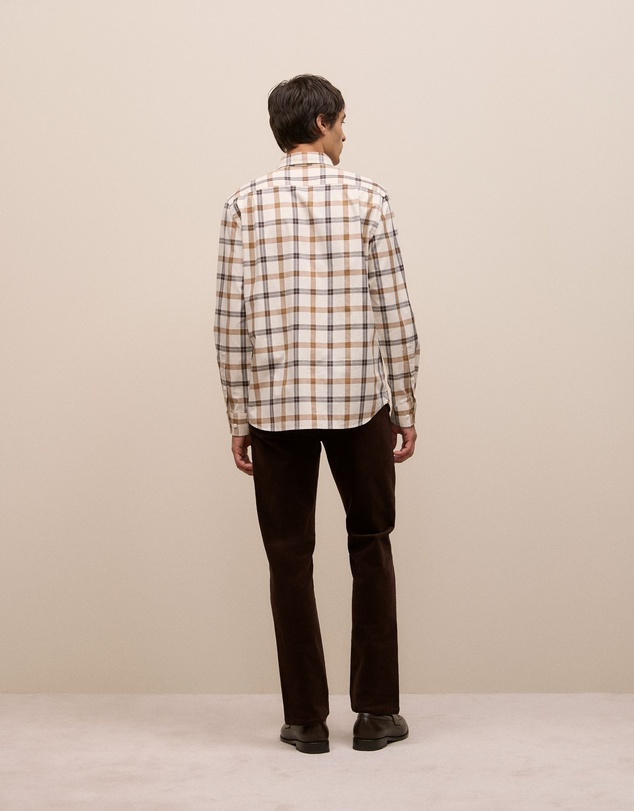 Trenery - Two Tone Check Shirt in Dark Camel