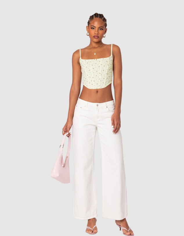 EDIKTED - Rosey Printed Pointelle Corset