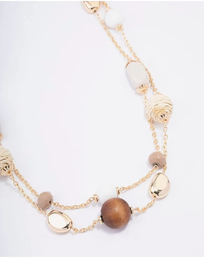 Lovisa - Gold Double Chain Beaded Necklace