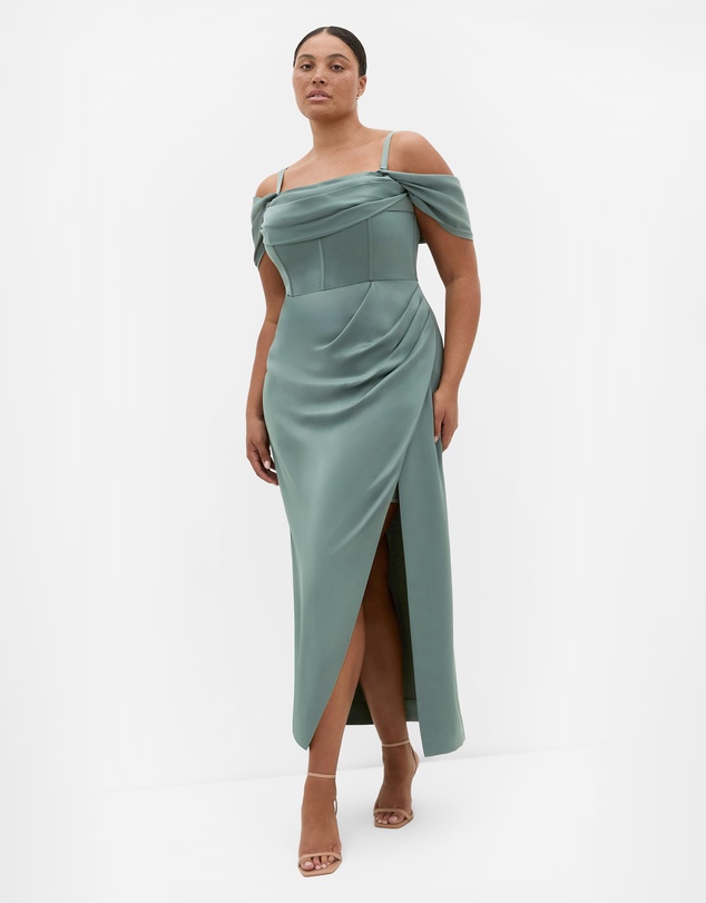 City Chic - Plus size Forbidden Love Maxi Dress - sage