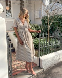 Esther & Co - Korbel Dress - Beige Stripe