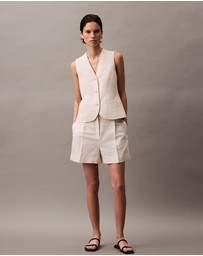 Calvin Klein - Structured Linen Tailored Shorts