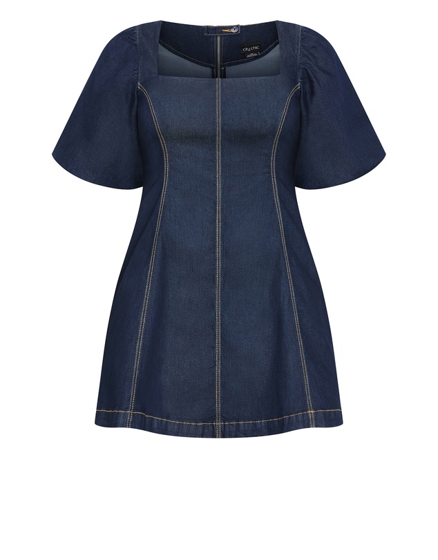 City Chic - Plus size Rodeo Denim Mini Dress - dark wash