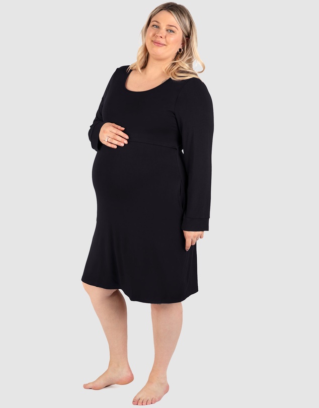 B Free Intimate Apparel - Bamboo Long Sleeve Maternity & Nursing Dress
