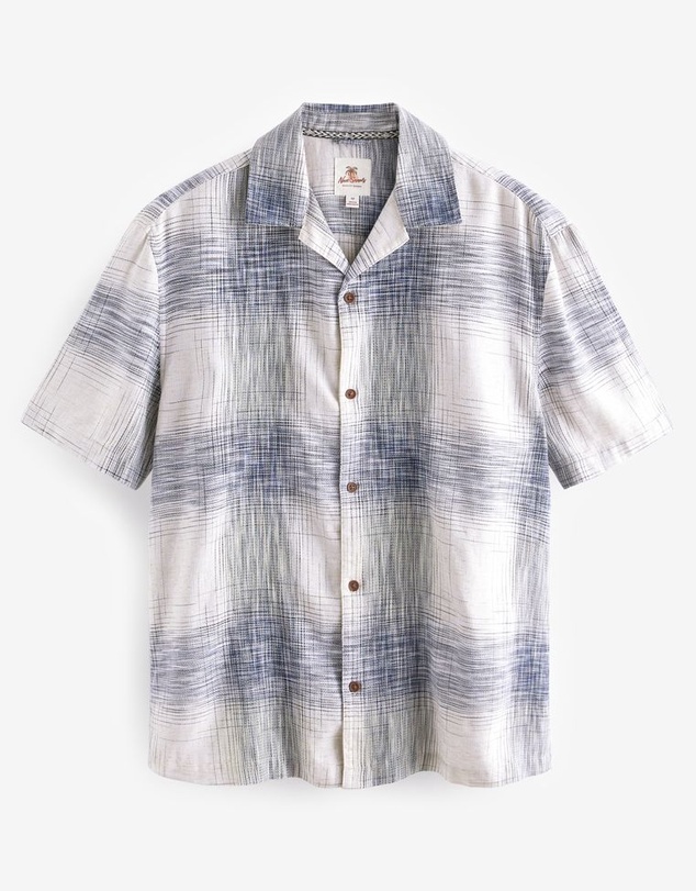 NEXT - Linen Blend Check Short Sleeve Shirt