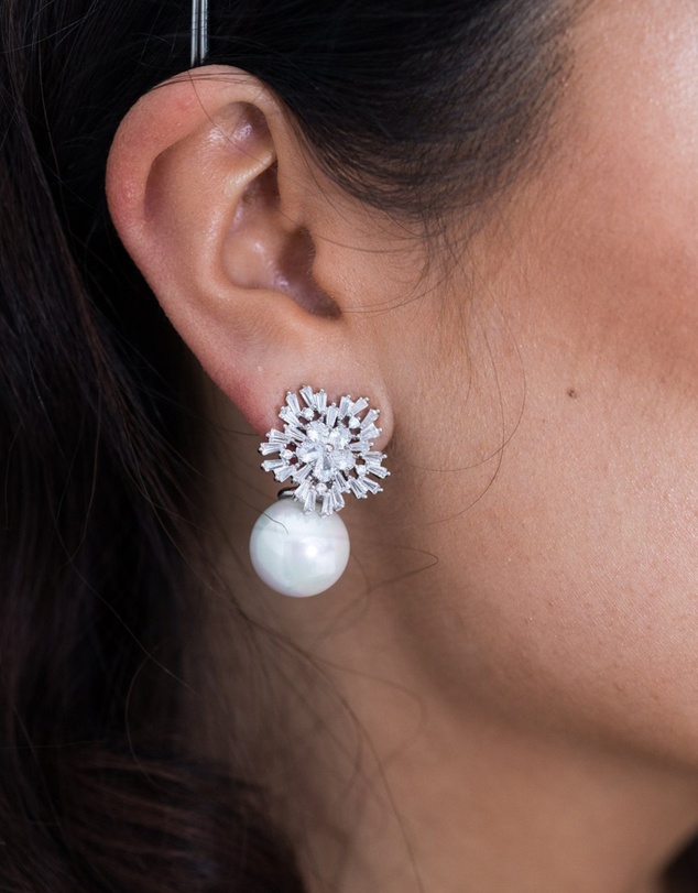 The White Collection - Ivy - Statement Silver Pearl Bridal Earrings