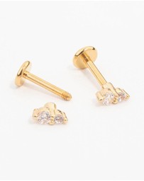 Lovisa - Gold Plated Surgical Steel Cubic Zirconia Double Flat Back 2-Pack