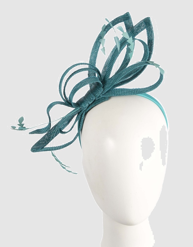 Max Alexander - Teal Sinamay Loops Fascinator
