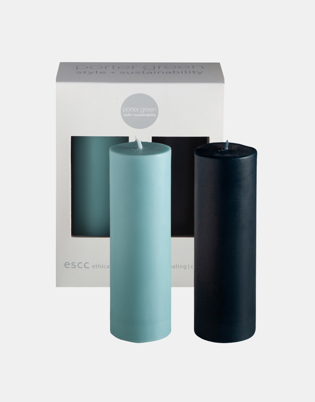 porter green - escc medium pillar candle soy-blend unscented candles
