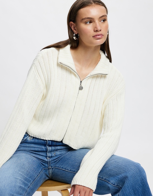 Malbon - Allegra Chunky Golf Knit Zip Up