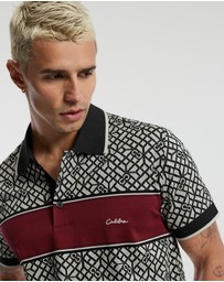 Calibre - Chest Panel Jacquard Polo Wine