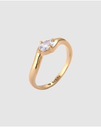 Elli Jewelry - Ring Crystal Oval 925 Sterling Silver Gold-Plated