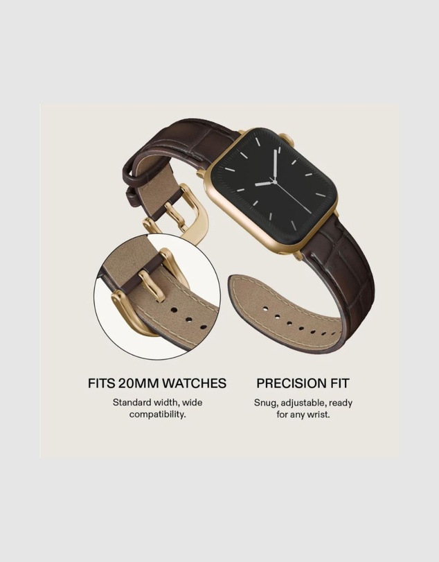 Burga - Burga Apple Watch 42/44/46/49 Leather Band - Gold Clasp Espresso