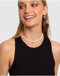 Nialaya Jewellery - Women's Pearl Choker With Angel Wing Pendant