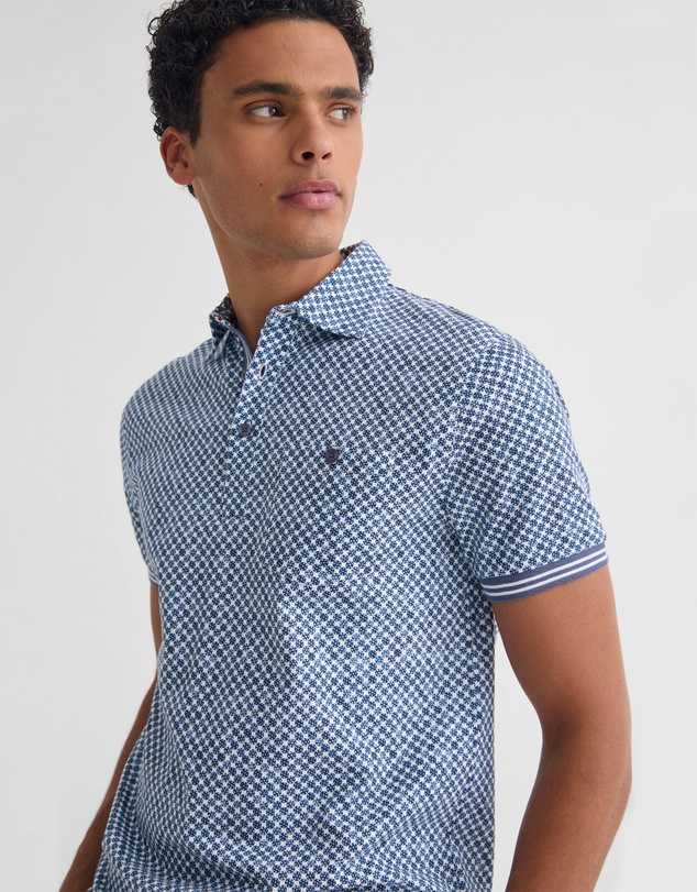 Oxford - Milo Printed Jersey Polo With Pocket