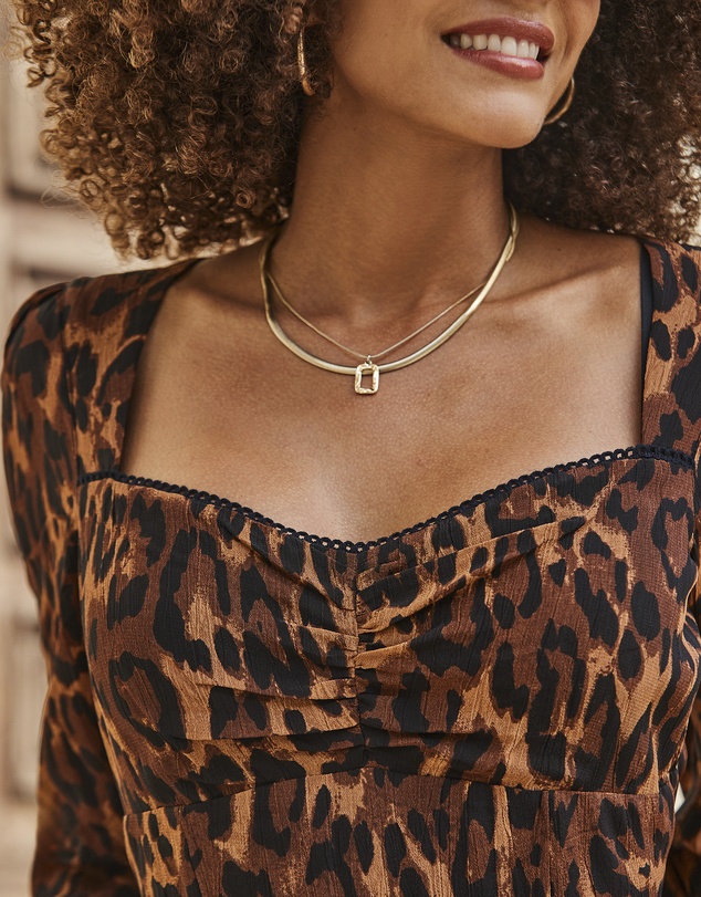 Sosandar - Leopard Print Tiered Hem Midi Dress