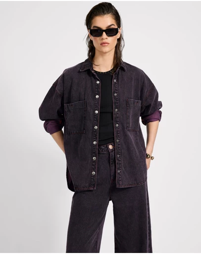 ONE TEASPOON - Daria Denim Shacket - Black Pink