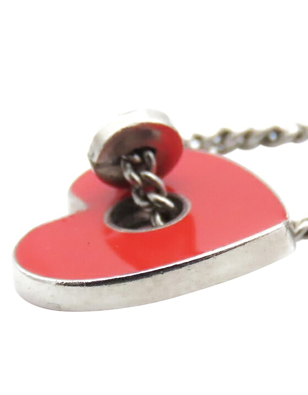 Pre-Loved by Azura Reborn - Pre-Loved CC Silver Plated Enamel Heart and Clover Charm Pendant Necklace