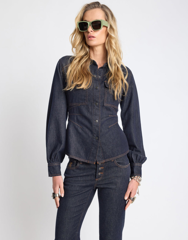 ONE TEASPOON - Josie Fitted Denim Shirt - Raw Indigo