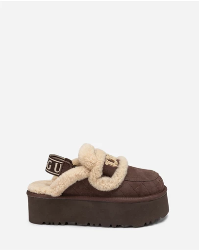Ozwear Connection Uggs - Ugg Violet Matelassé Shearling Super Platform (6cm) Slipper (Elastic Logo) (Detachable Feature)