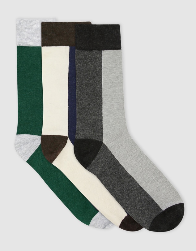 Ambra - Ambra Men's Two-Tone Crew Sock 3 Pair Pack