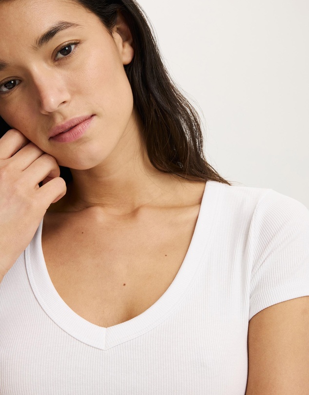 Cotton On - Goldie Rib V Neck Short Sleeve