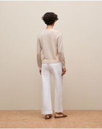 Trenery - Merino Classic Crew Cardigan in Oat Marle