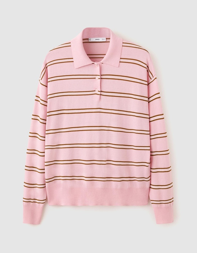 M.N.G - Striped Polo-Neck Sweater